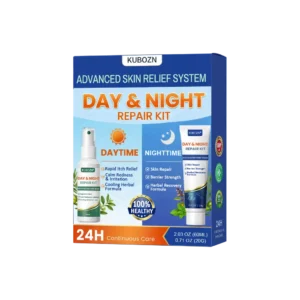 KUBOZN® Psoriasis Day & Night Repair System - 100% Steroid-Free Relief Duo for Plaques, Scaling & Itch