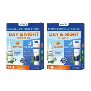 KUBOZN® Psoriasis Day & Night Repair System - 100% Steroid-Free Relief Duo for Plaques, Scaling & Itch